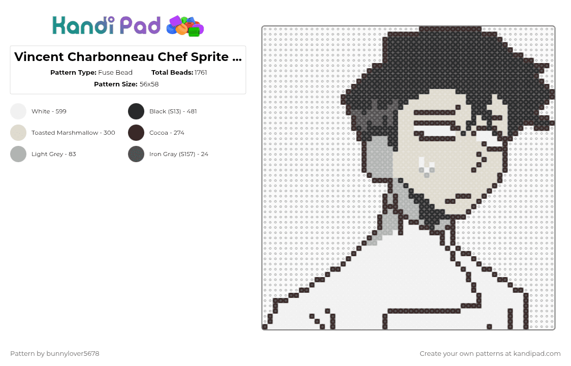Vincent Charbonneau Chef Sprite 11 (Dead Plate) - Fuse Bead Pattern by bunnylover5678 on Kandi Pad - brown,beige,lemons,vincent,vincent charbonneau,dead plate,studio investigrave,france,cannibalism,chef