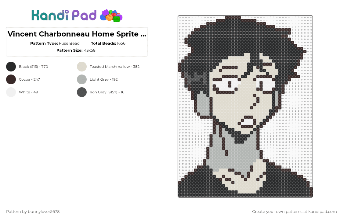 Vincent Charbonneau Home Sprite 1 (Dead Plate) - Fuse Bead Pattern by bunnylover5678 on Kandi Pad - beige,dead plate,vincent charbonneau,vincent,charbonneau,cannibalism,france,horror game