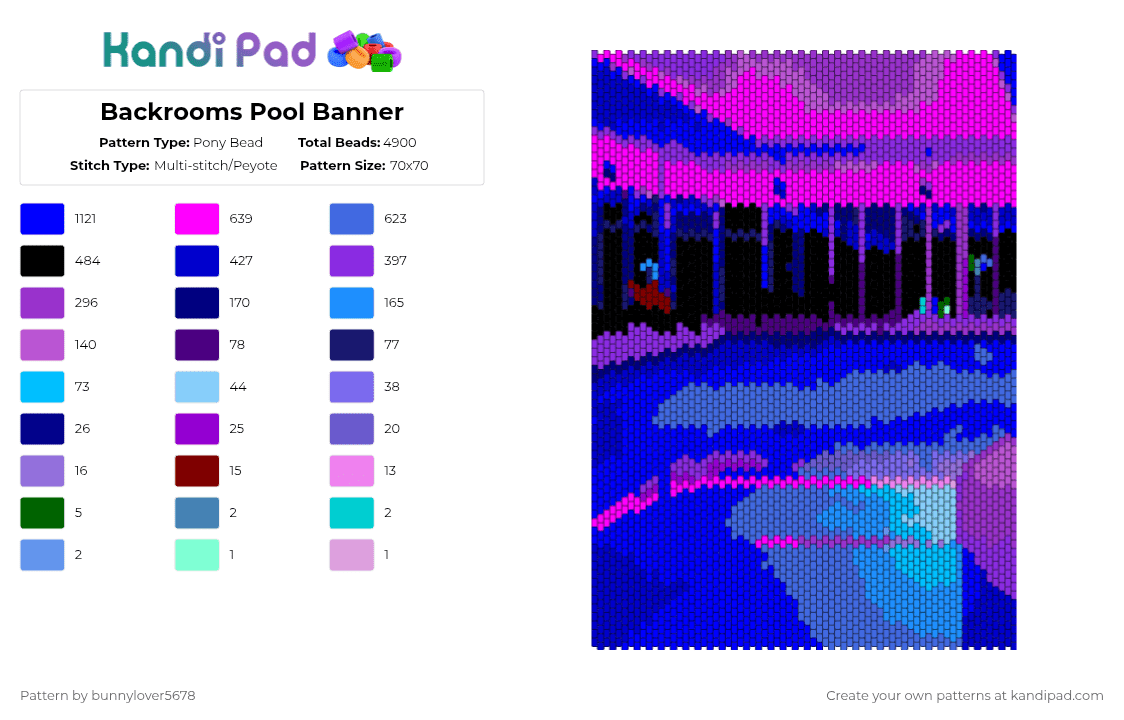 Backrooms Pool Banner - Pony Bead Pattern by bunnylover5678 on Kandi Pad - purple,pink,blue,backrooms,pool,poolrooms,banner,wall art,neon,the backrooms