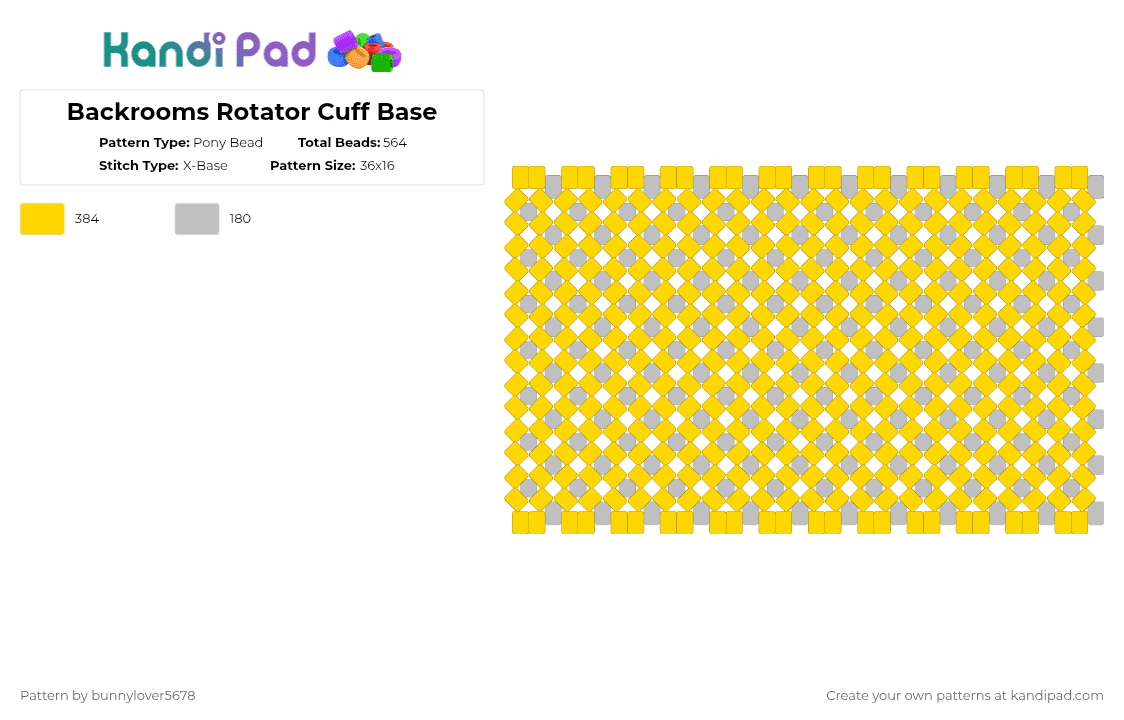 Backrooms Rotator Cuff Base - Pony Bead Pattern by bunnylover5678 on Kandi Pad - yellow,beige,backrooms,rotator cuff,the backrooms,epic rotator cuff,gray,grey,rotator cuff base