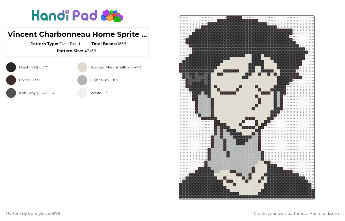 Vincent Charbonneau Home Sprite 4 (Dead Plate) - Fuse Bead Pattern by bunnylover5678 on Kandi Pad - beige,vincent,lemons,vincent charbonneau,dead plate,studio investigrave,france,cannibalism,vince