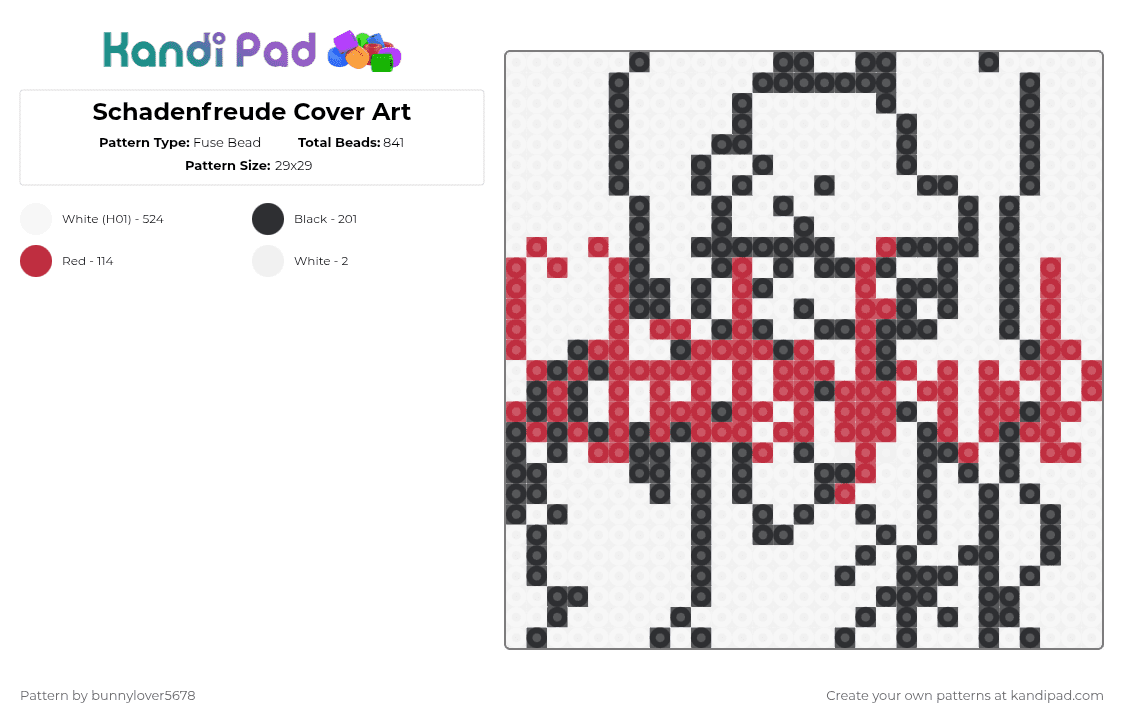 Schadenfreude Cover Art - Fuse Bead Pattern by bunnylover5678 on Kandi Pad - white,music,cover art,j pop,song,album cover