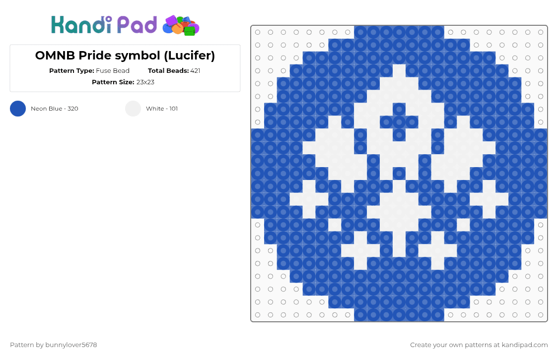 Obey Me Pride symbol (Lucifer) - Fuse Bead Pattern by bunnylover5678 on Kandi Pad - blue,lucifer,obey me,obey me nightbringer,omnb,dating sim,otome game