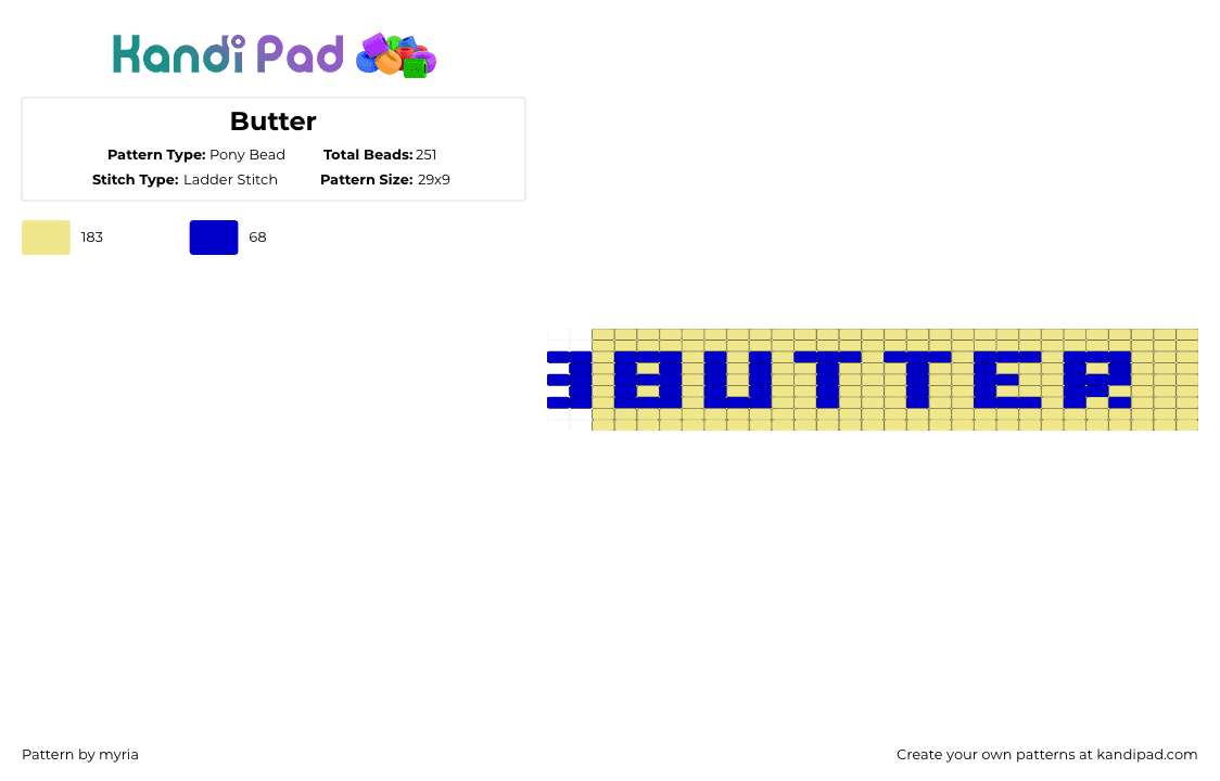 Butter - Pony Bead Pattern by myria on Kandi Pad - purple,yellow