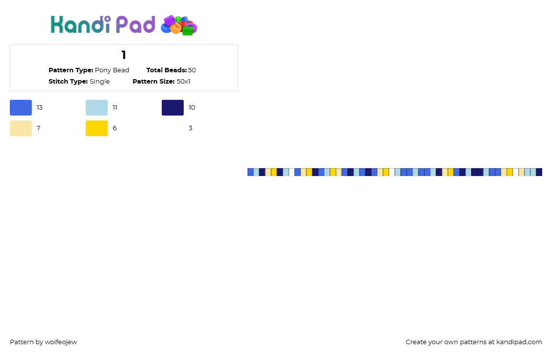 1 - Pony Bead Pattern by woifeojew on Kandi Pad - blue, yellow