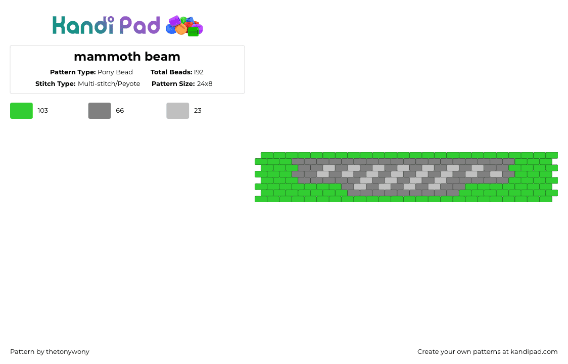 mammoth beam - Pony Bead Pattern by thetonywony on Kandi Pad - gray,green,radiaton,chernobyl,mammoth beam,mammoth,beam,uranium