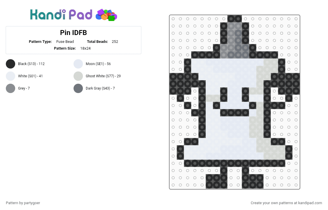 Pin IDFB - Fuse Bead Pattern by partygoer on Kandi Pad - white