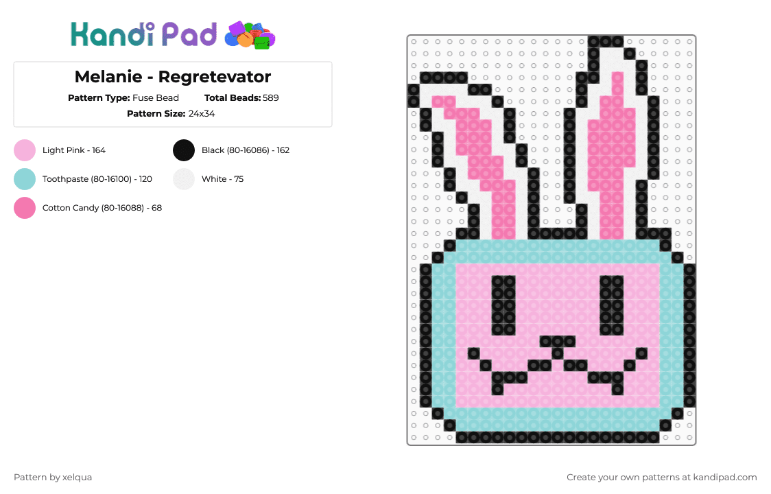 Melanie - Regretevator - Fuse Bead Pattern by xelqua on Kandi Pad - pink,light blue,melanie,regretevator,roblox