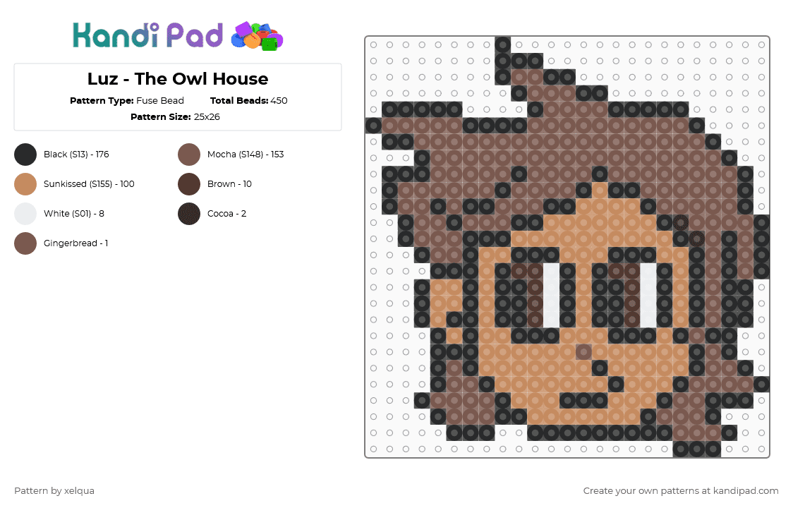 Luz - The Owl House - Fuse Bead Pattern by xelqua on Kandi Pad - luz, luz noceda, the owl house, toh