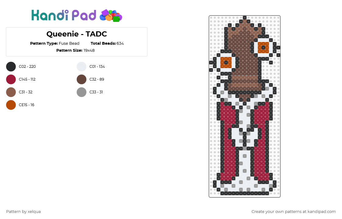 Queenie - TADC - Fuse Bead Pattern by xelqua on Kandi Pad - brown,red,tadc,the amazing digital circus,kinger,kinger tadc,queenie,queenie tadc,amazing digital circus