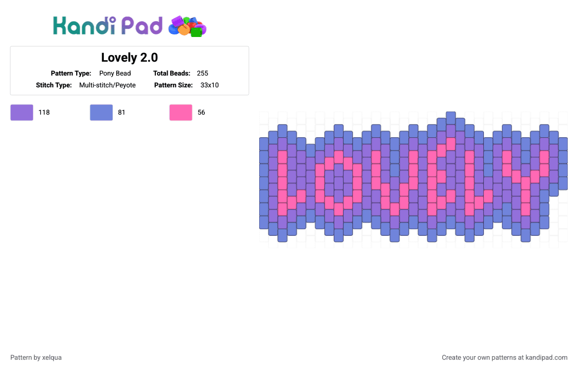 Lovely 2.0 - Pony Bead Pattern by xelqua on Kandi Pad - purple,lovely,love,top,twenty one pilots