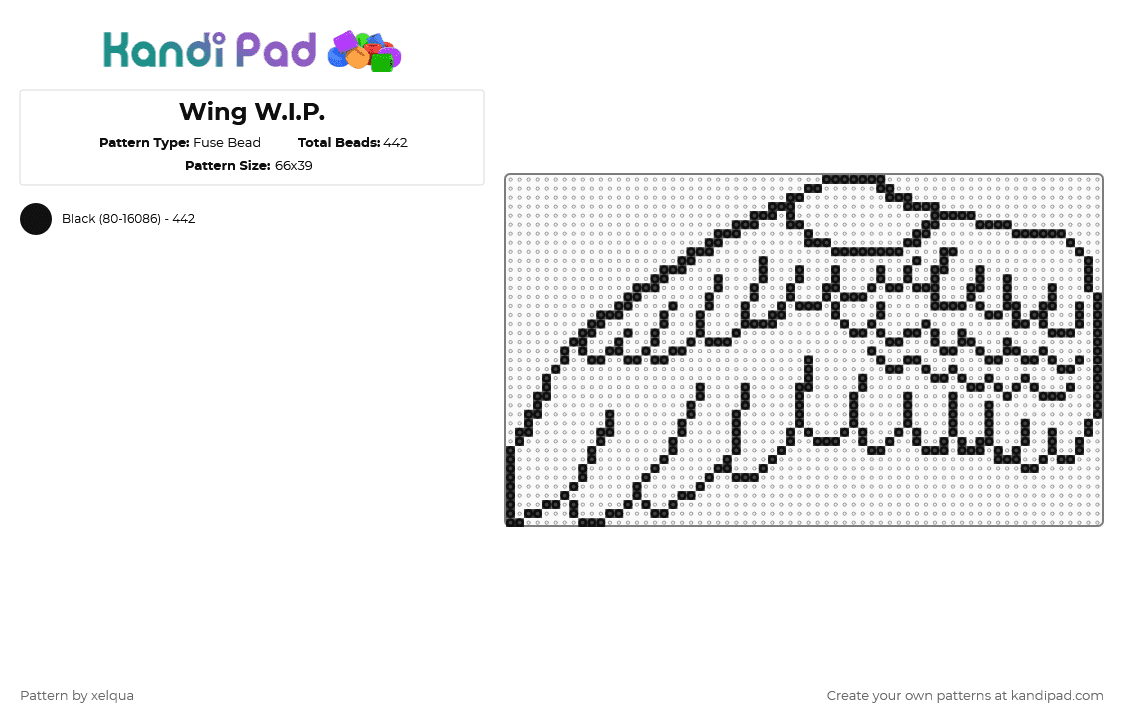 Wing W.I.P. - Fuse Bead Pattern by xelqua on Kandi Pad - black,wing,avian,bird,wings,feathers