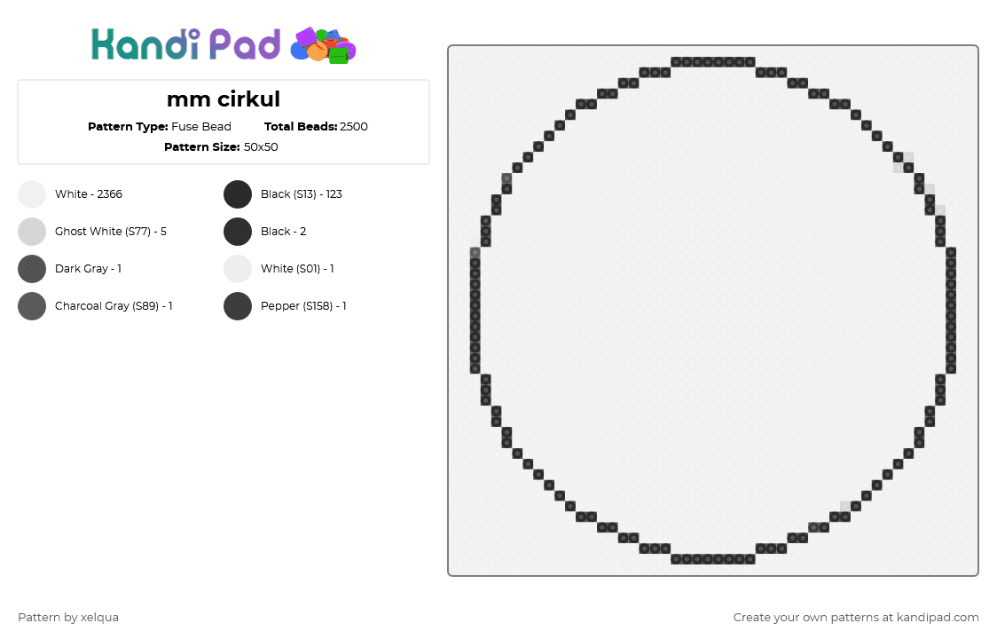 50x50 circle base - Fuse Bead Pattern by xelqua on Kandi Pad - 