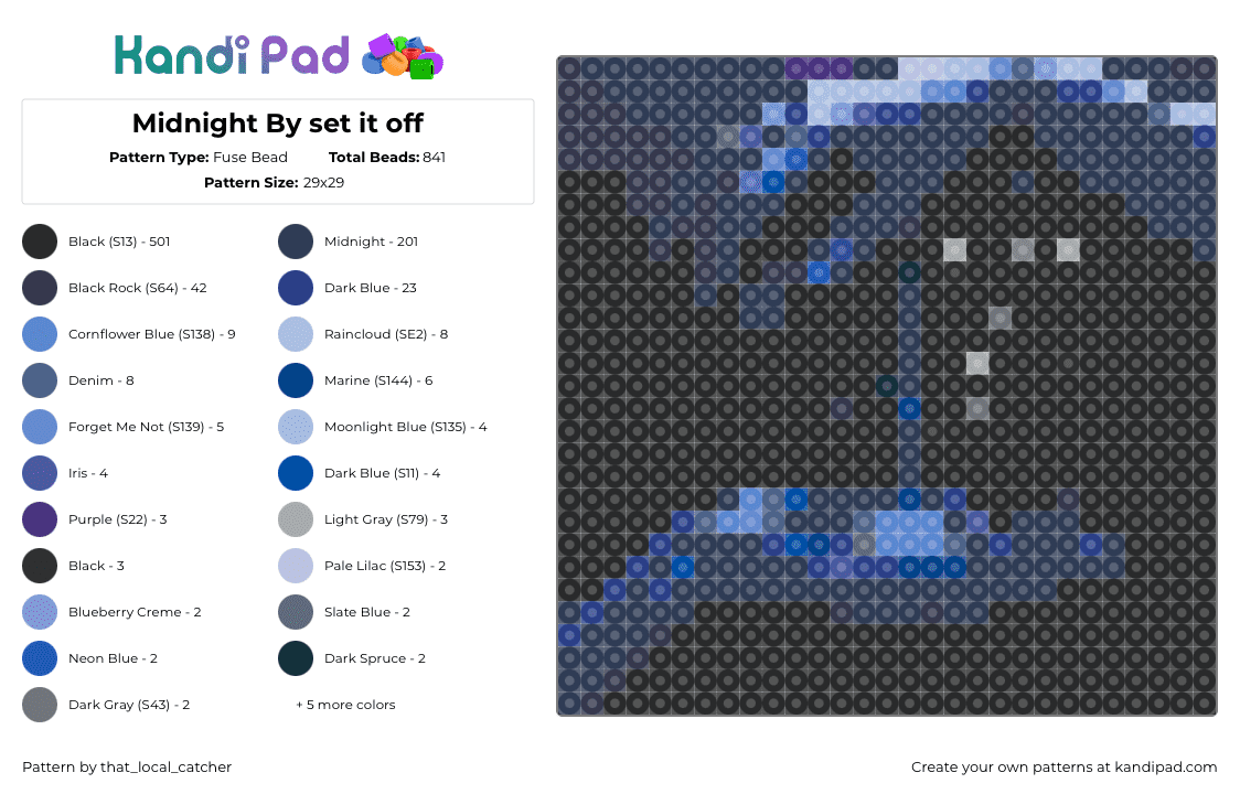 Midnight By set it off - Fuse Bead Pattern by that_local_catcher on Kandi Pad - black,purple