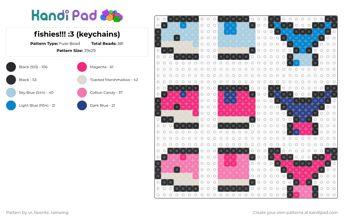fishies!!! :3 (keychains) - Fuse Bead Pattern by kyojuros_wifeyy on Kandi Pad - pink