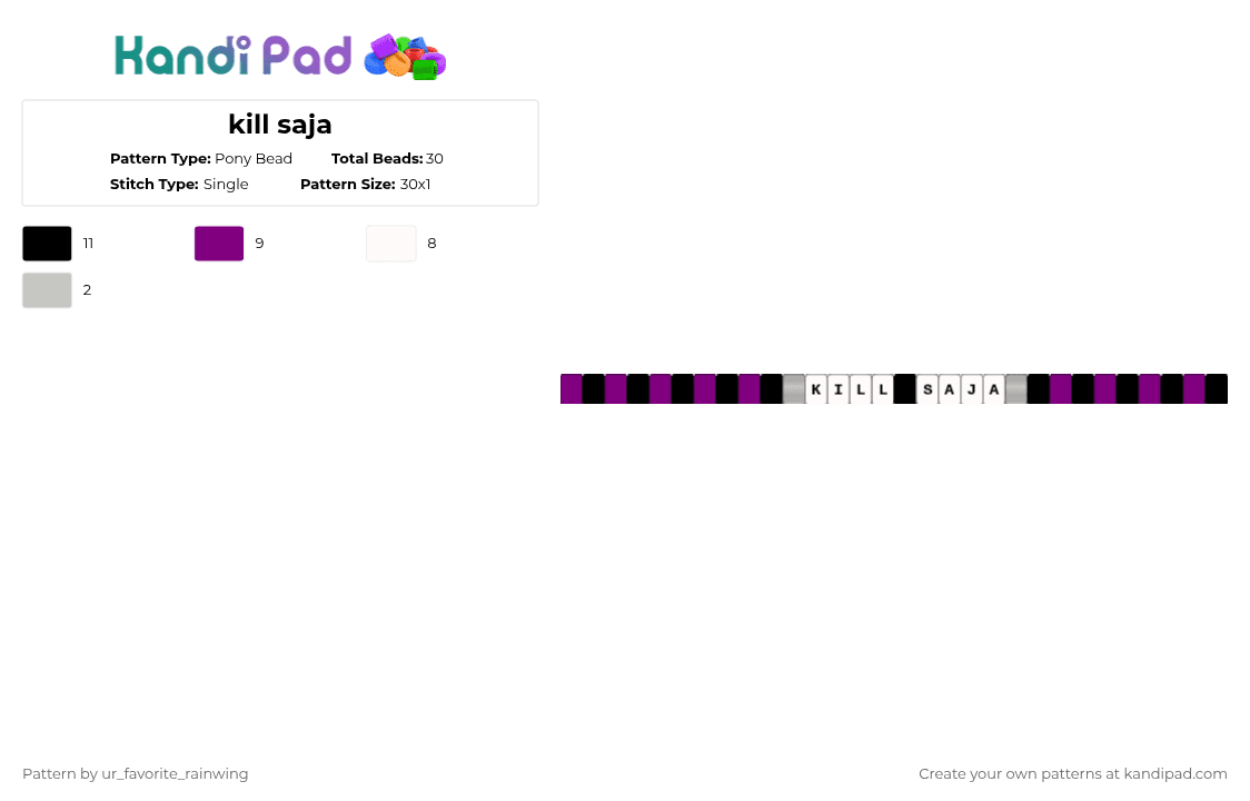 kill saja - Pony Bead Pattern by kyojuros_wifeyy on Kandi Pad - pink