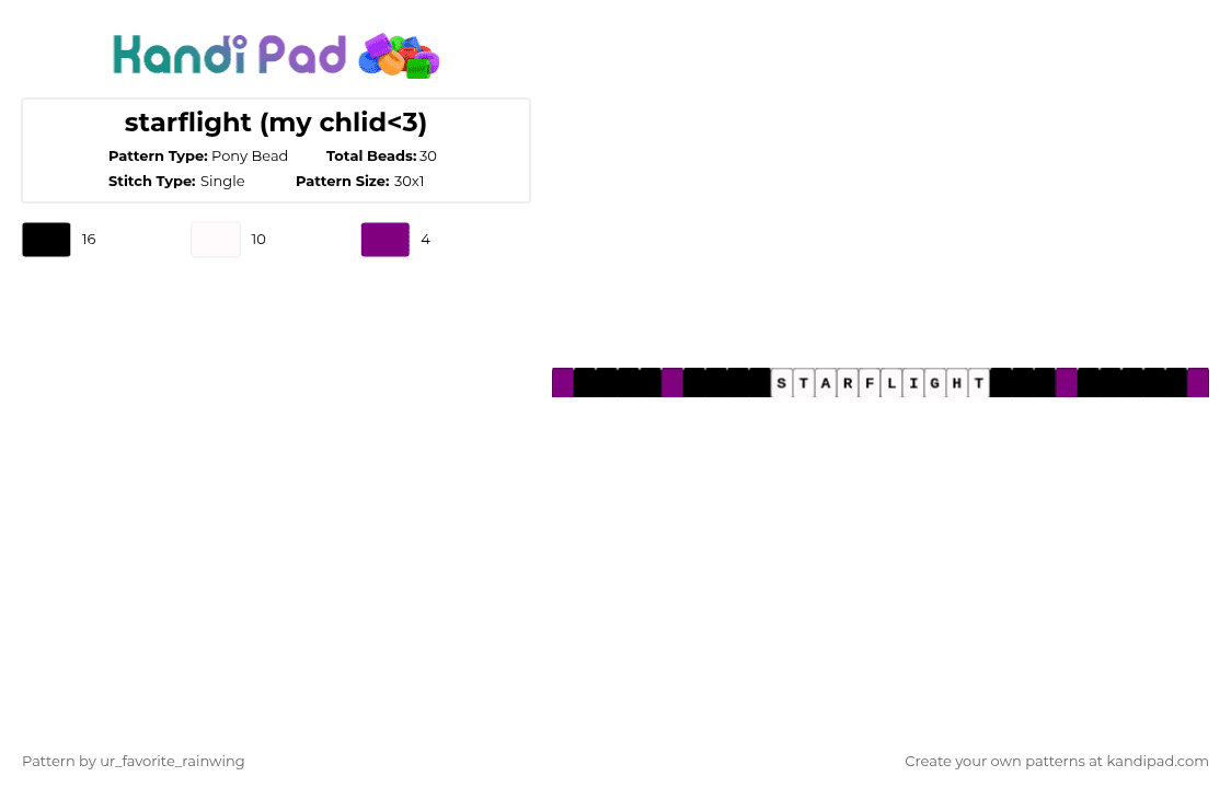 starflight (my chlid - Pony Bead Pattern by kyojuros_wifeyy on Kandi Pad - pink,white
