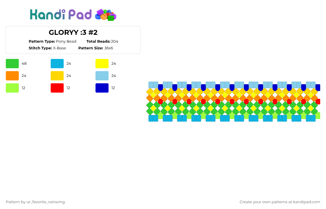 GLORYY :3 #2 - Pony Bead Pattern by kyojuros_wifeyy on Kandi Pad - green, light blue, yellow