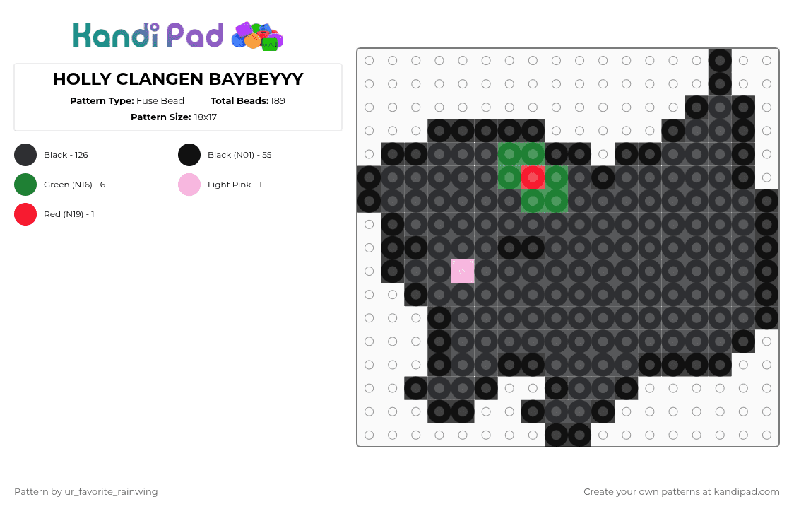 HOLLY CLANGEN BAYBEYYY - Fuse Bead Pattern by kyojuros_wifeyy on Kandi Pad - black,green