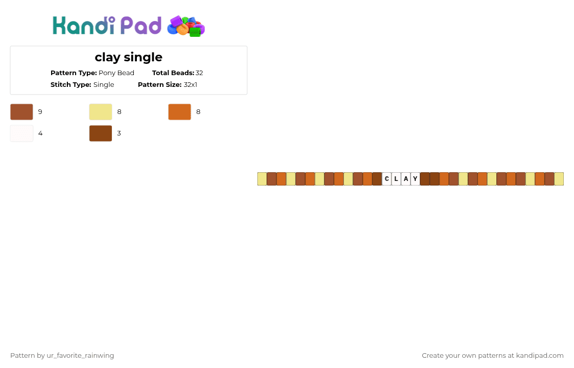 clay single - Pony Bead Pattern by kyojuros_wifeyy on Kandi Pad - red