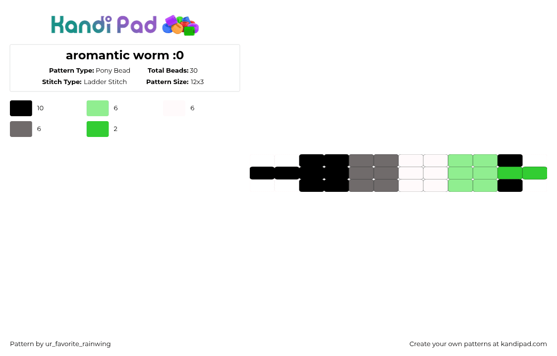aromantic worm :0 - Pony Bead Pattern by kyojuros_wifeyy on Kandi Pad - teal,gray