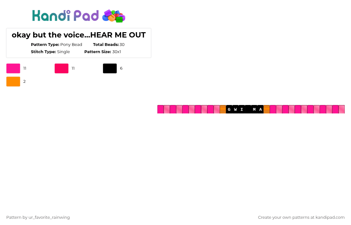 okay but the voice...HEAR ME OUT - Pony Bead Pattern by kyojuros_wifeyy on Kandi Pad - 