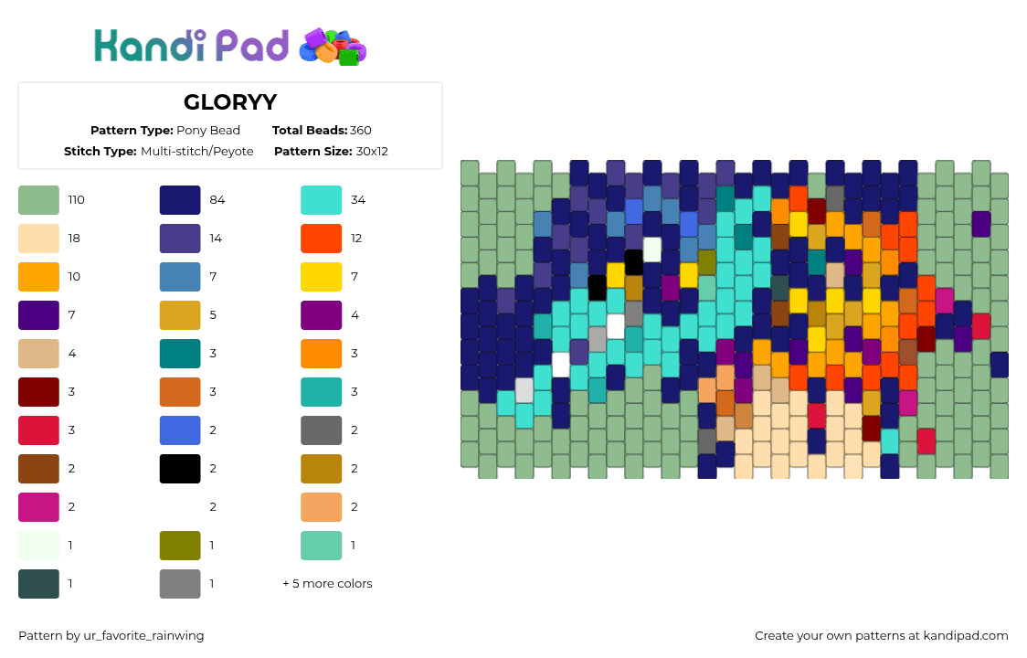 GLORYY - Pony Bead Pattern by kyojuros_wifeyy on Kandi Pad - teal,purple,light blue