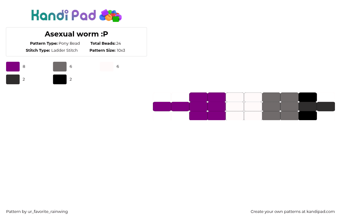 Asexual worm :P - Pony Bead Pattern by kyojuros_wifeyy on Kandi Pad - gray,pink