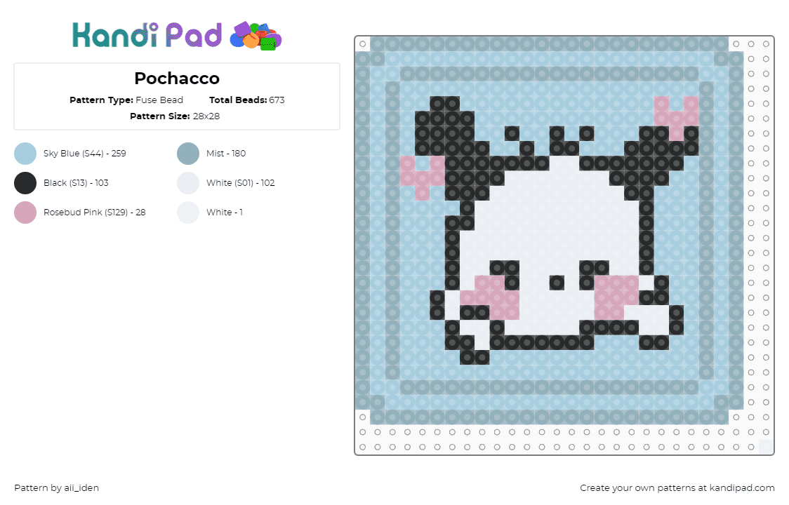 Pochacco - Fuse Bead Pattern by aii_iden on Kandi Pad - light blue