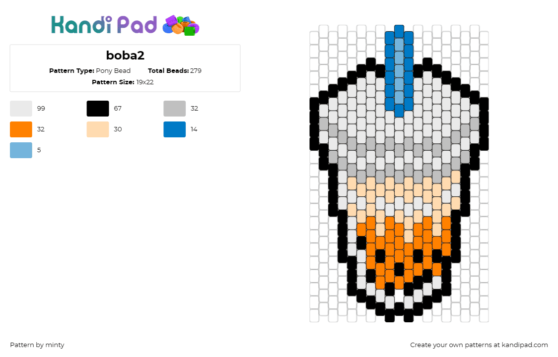 boba2 - Pony Bead Pattern by minty on Kandi Pad - boba,tea,drink,food,trendy,delicious,straw,pearls,orange,gray