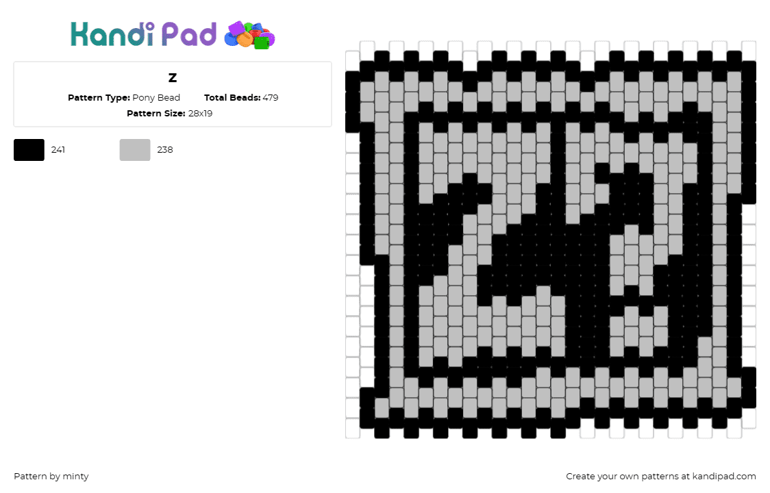 z - Pony Bead Pattern by minty on Kandi Pad - 