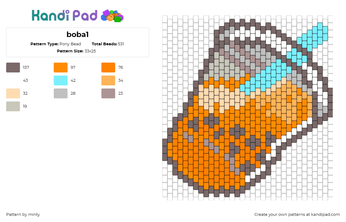 boba1 - Pony Bead Pattern by minty on Kandi Pad - boba,tea,drink,food,trendy,delicious,straw,pearls,orange