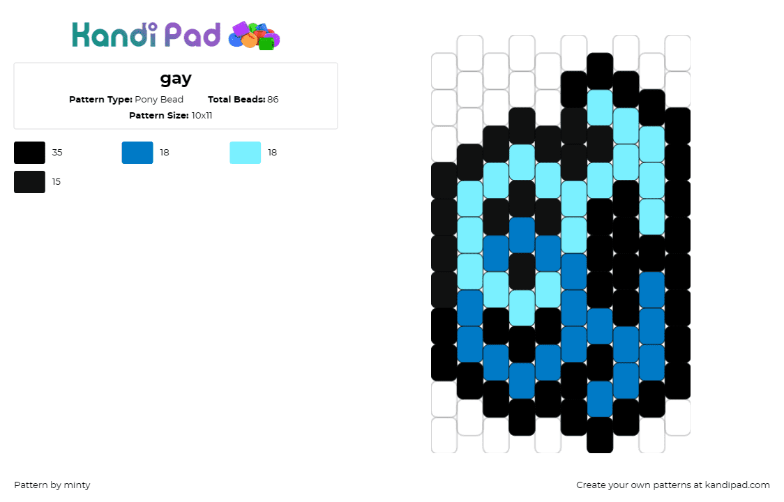 gay - Pony Bead Pattern by minty on Kandi Pad - gay,pride,support,solidarity,identity,tranquility,blue,diversity,cool