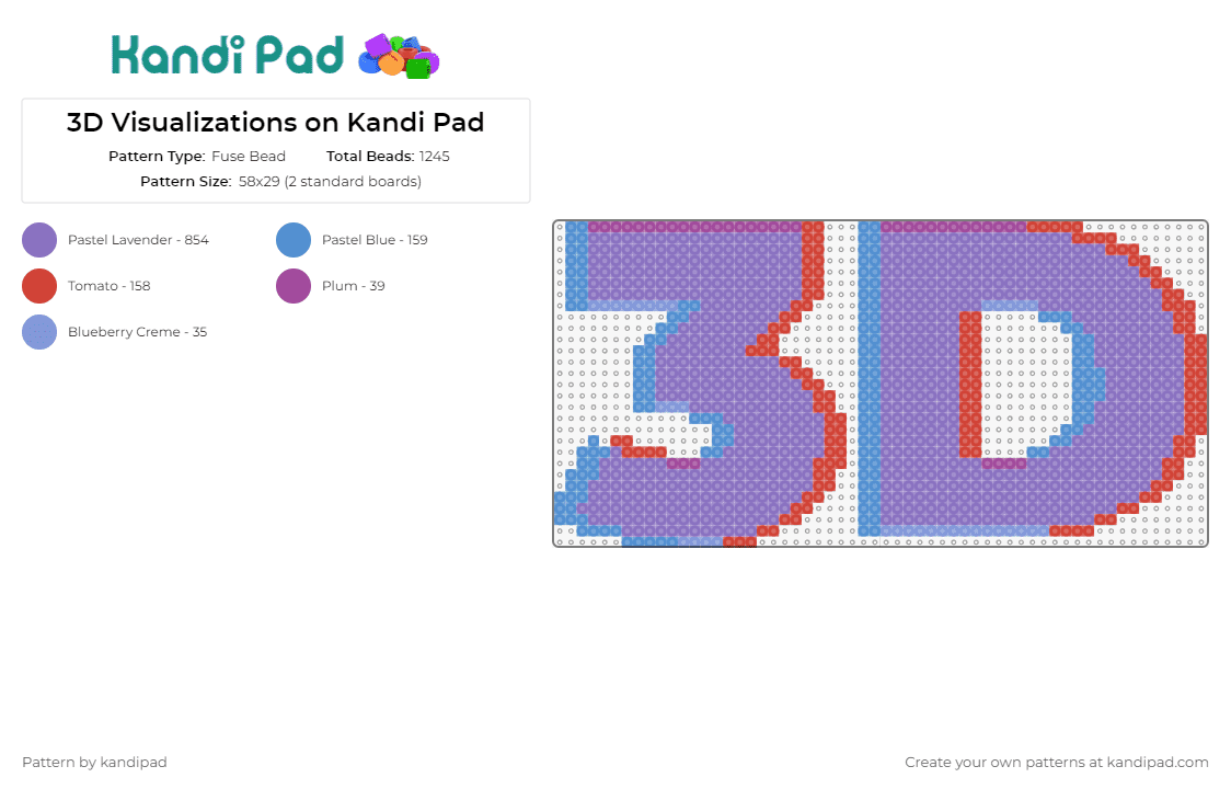 3D Visualizations on Kandi Pad - Fuse Bead Pattern by kandipad on Kandi Pad - 3d