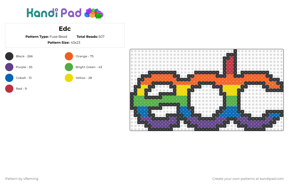 Edc - Fuse Bead Pattern by vfleming on Kandi Pad - edc,festival,music,logo,edm,black,orange,green,purple