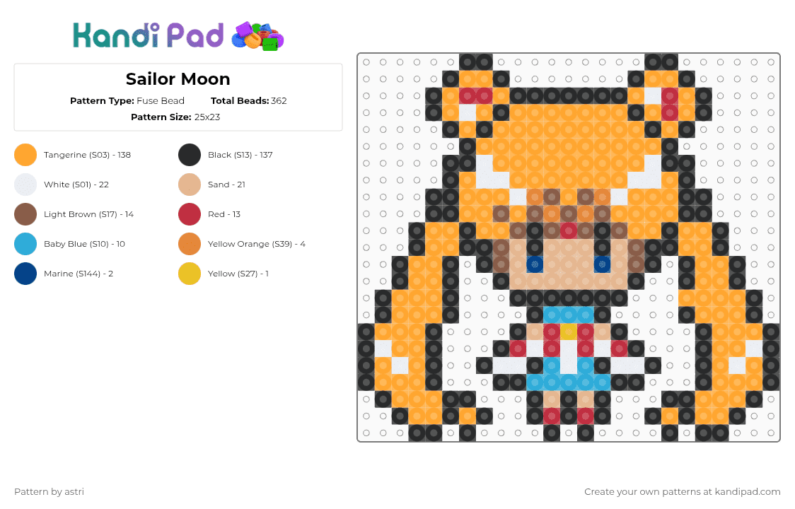 Sailor Moon - Fuse Bead Pattern by astri on Kandi Pad - sailor moon,chibi,character,anime,cartoon,manga,orange