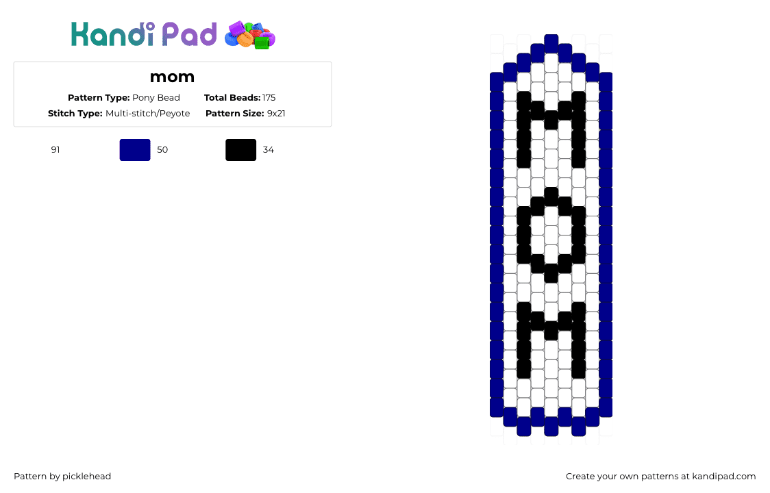 mom - Pony Bead Pattern by picklehead on Kandi Pad - purple,white
