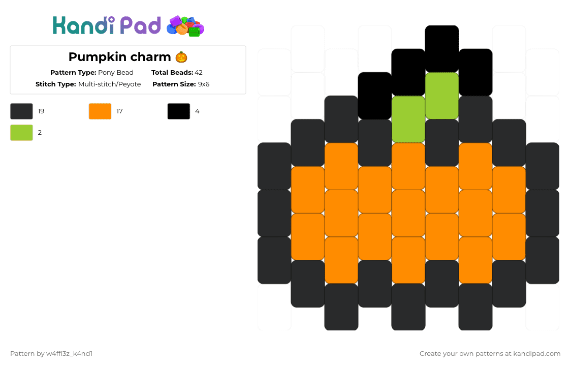 Pumpkin charm 🎃 - Pony Bead Pattern by w4ffl3z_k4nd1 on Kandi Pad - orange,pumpkin,pumkinpie,charm,haloween,jackolantern