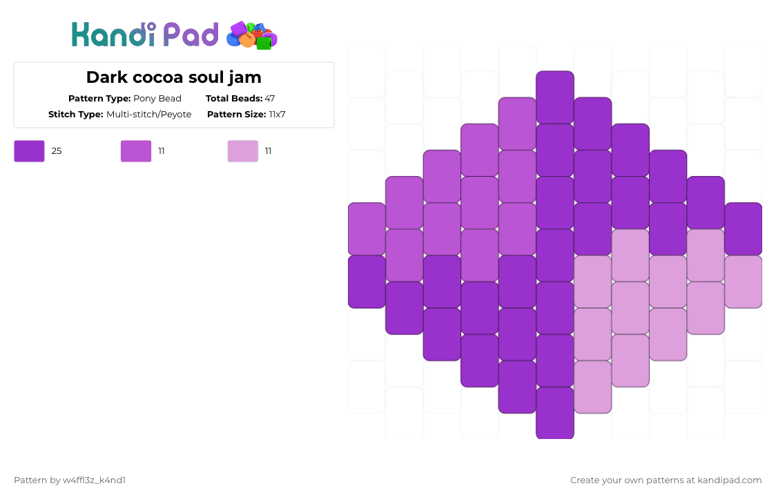Dark cocoa soul jam - Pony Bead Pattern by w4ffl3z_k4nd1 on Kandi Pad - purple,pink