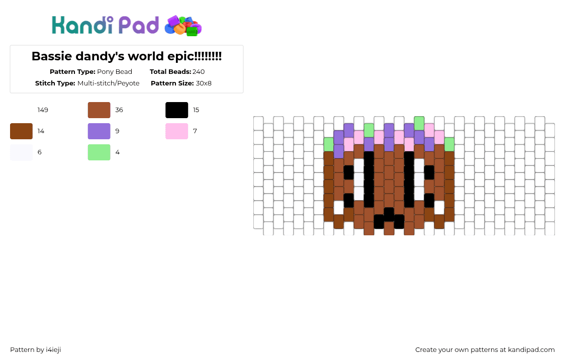 Bassie dandy\'s world epic!!!!!!!! - Pony Bead Pattern by i4ieji on Kandi Pad - white,red,bassie,dandys world,two time