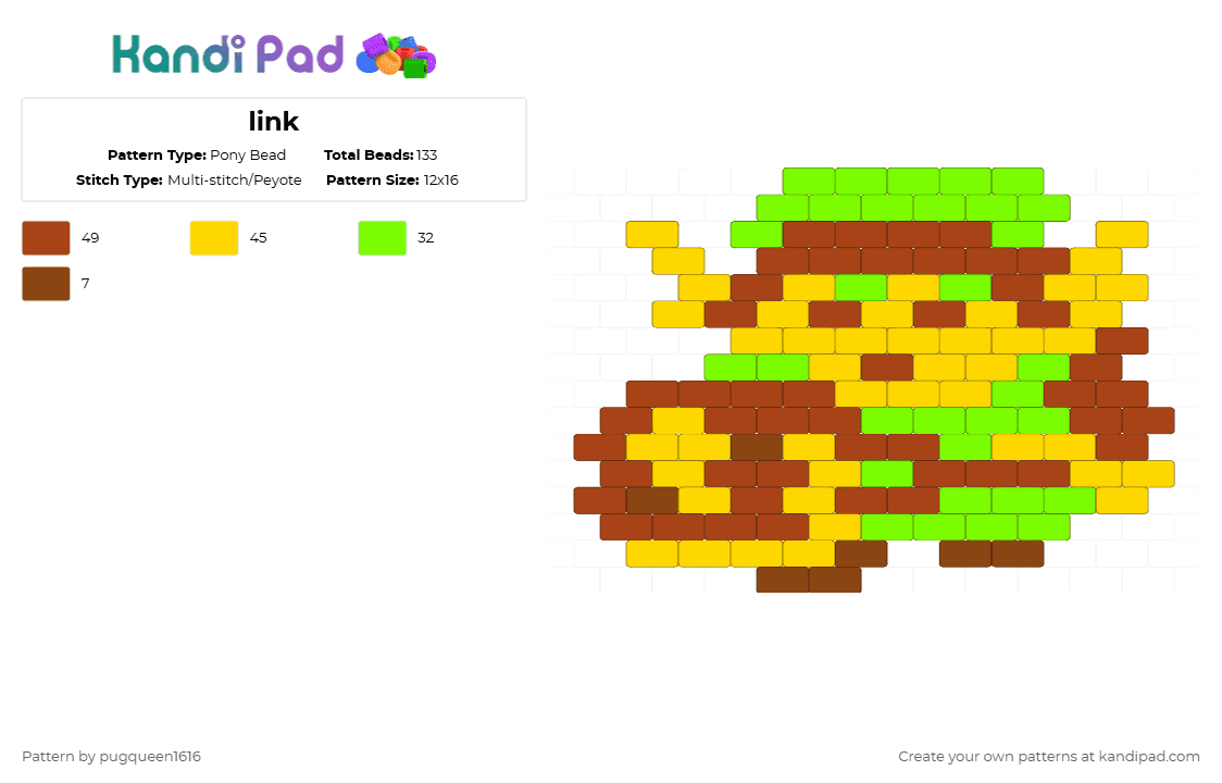 link - Pony Bead Pattern by pugqueen1616 on Kandi Pad - yellow,red