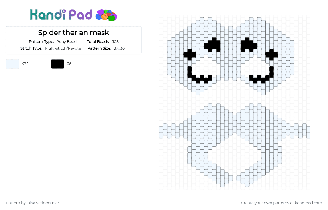 Spider therian mask - Pony Bead Pattern by luisalveriobernier on Kandi Pad - white