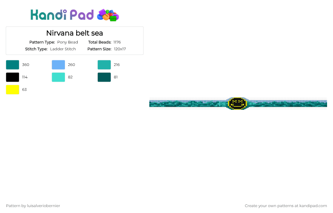 Nirvana belt sea - Pony Bead Pattern by luisalveriobernier on Kandi Pad - light blue, teal