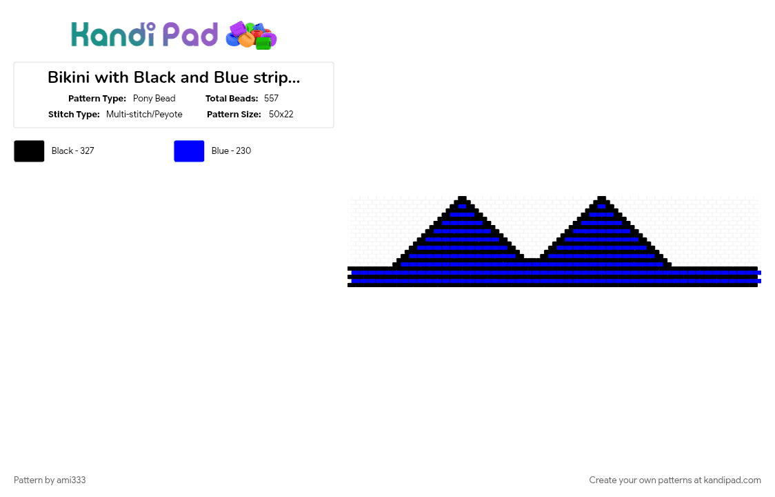 Bikini with Black and Blue stripes :3 - Pony Bead Pattern by ami333 on Kandi Pad - black, purple