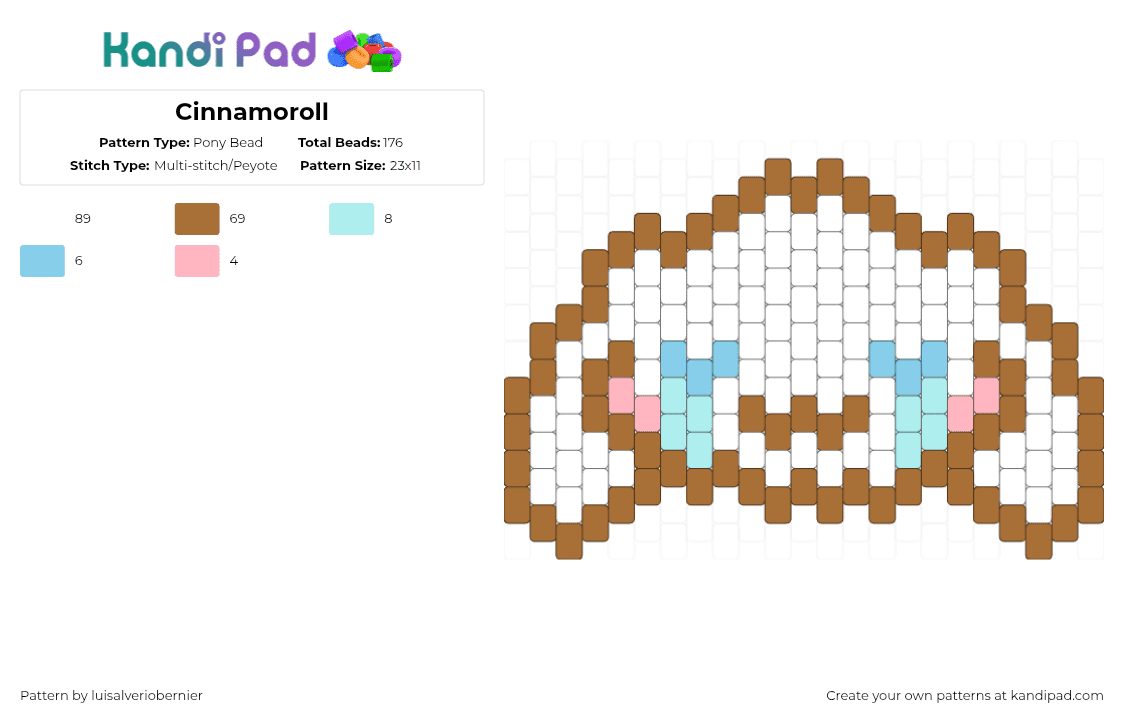 Cinnamoroll - Pony Bead Pattern by luisalveriobernier on Kandi Pad - white,tan
