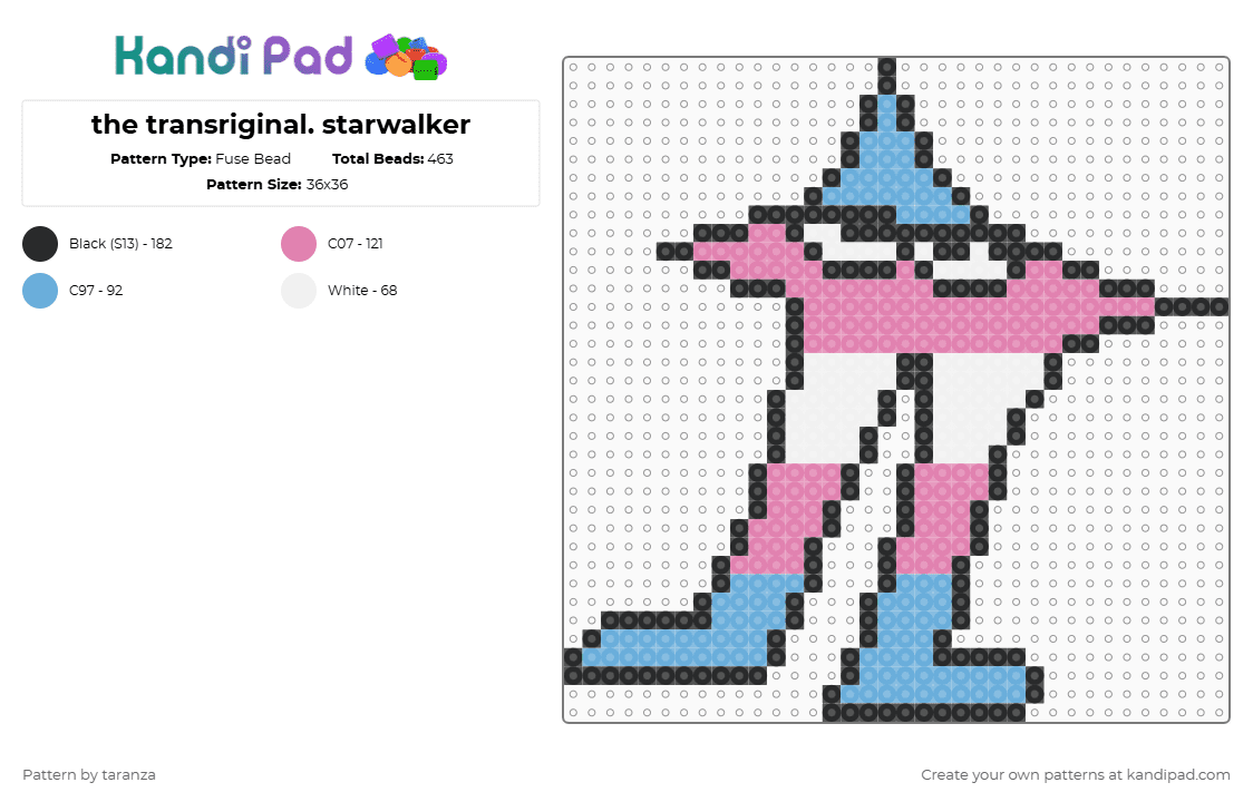 the transriginal. starwalker - Fuse Bead Pattern by taranza on Kandi Pad - pink,light blue,deltarune,trans,utdr,starwalker,the original starwalker,transgender