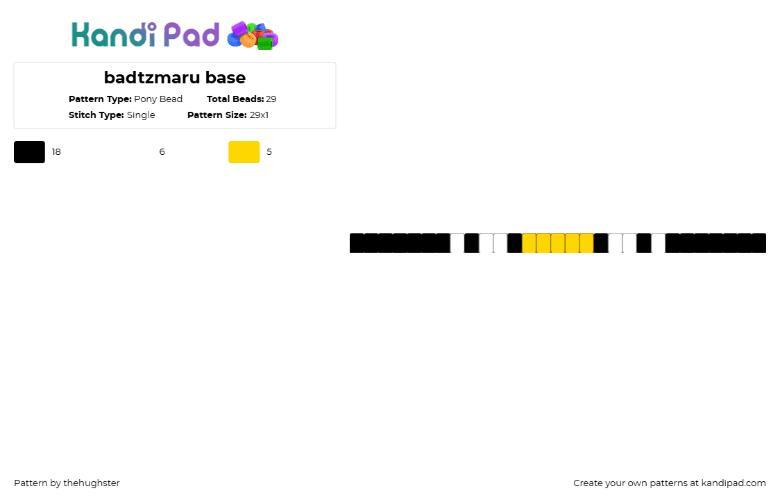 badtzmaru base - Pony Bead Pattern by taranza on Kandi Pad - yellow,white