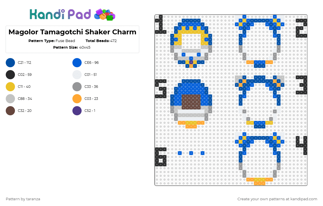 Magolor Tamagotchi Shaker Charm - Fuse Bead Pattern by taranza on Kandi Pad - blue,magolor,kirby,shaker,tamagotchi,3d,gaming,charm,nintendo
