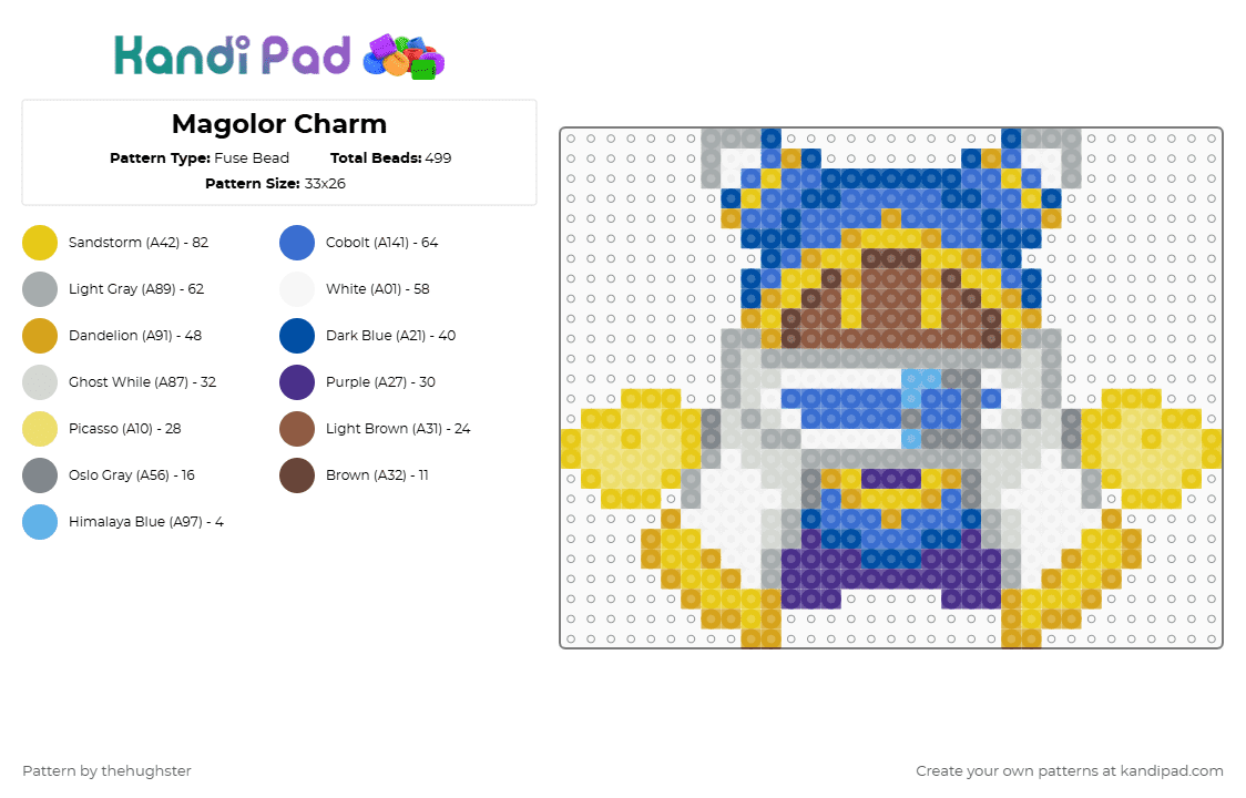 Magolor Charm - Fuse Bead Pattern by taranza on Kandi Pad - blue,orange,gray,yellow,magolor,kirby,nintendo,return to dreamland,hoshi no kaabii,kirby of the stars,video games,gaming