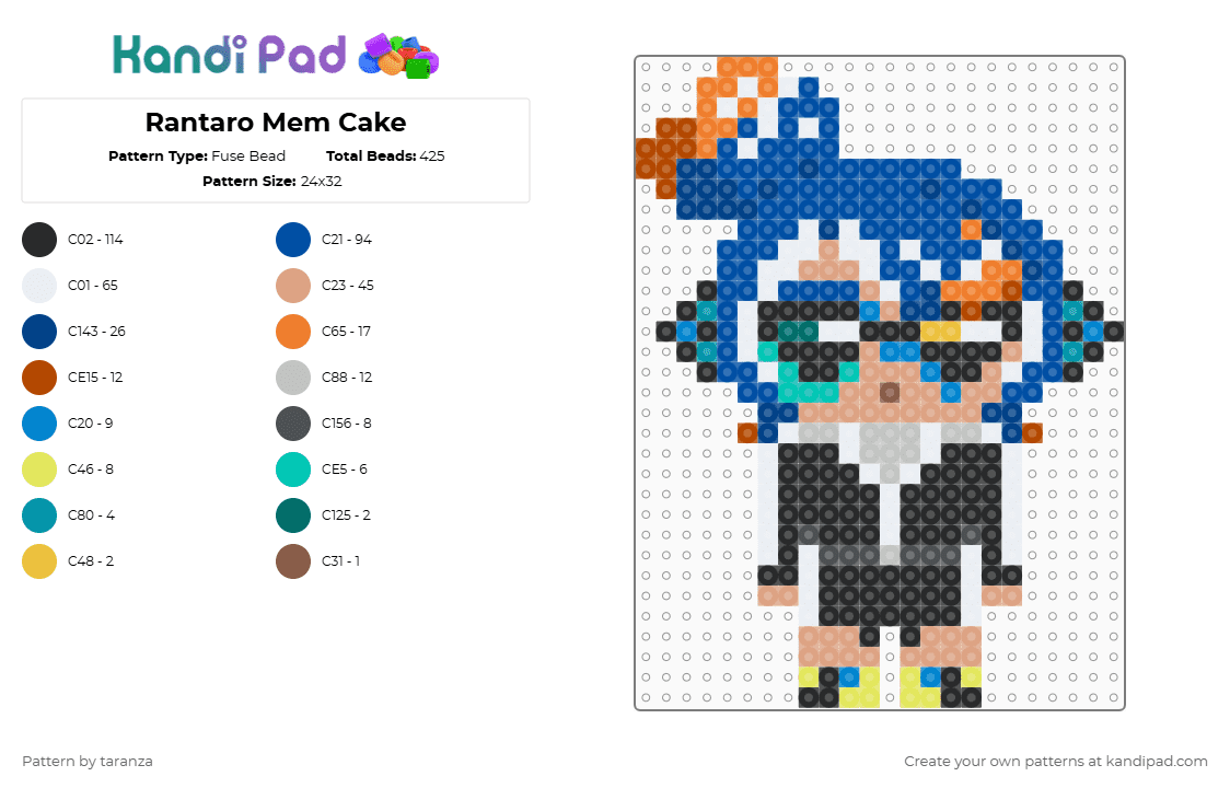 Rantaro Mem Cake - Fuse Bead Pattern by taranza on Kandi Pad - beige,blue,rantaro aoyama,agent 3,captain 3,splatoon,inkling,squid,splatoon oc,mem cake